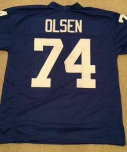 UNSIGNED CUSTOM Sewn Stitched Merlin Olsen Old Style Blue Jersey