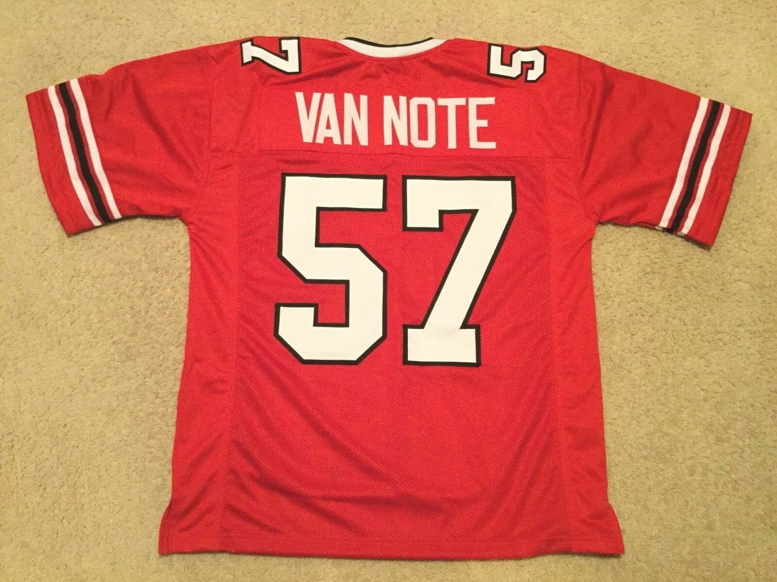 UNSIGNED CUSTOM Sewn Stitched Jeff Van Note Red Jersey