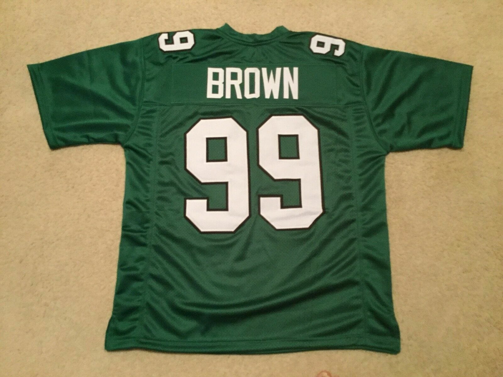 UNSIGNED CUSTOM Sewn Stitched Jerome Brown Green Jersey