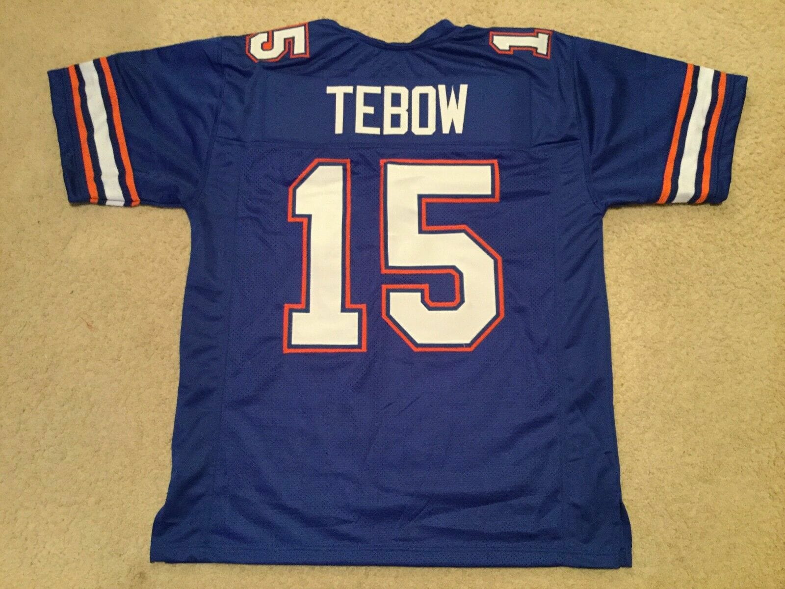 UNSIGNED CUSTOM Sewn Stitched Tim Tebow blue Jersey