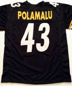 UNSIGNED CUSTOM Sewn Stitched Troy Polamalu Black Jersey