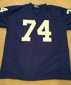 UNSIGNED CUSTOM Sewn Stitched Merlin Olsen Old Style Blue Jersey
