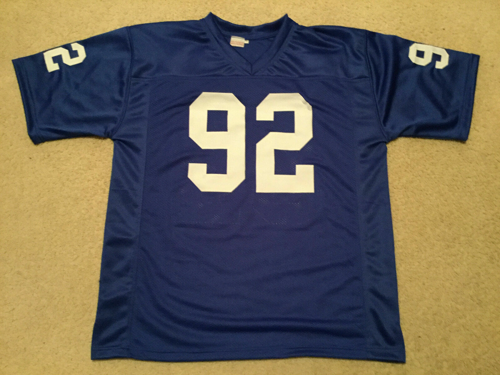 UNSIGNED CUSTOM Sewn Stitched Michael Strahan Blue Jersey