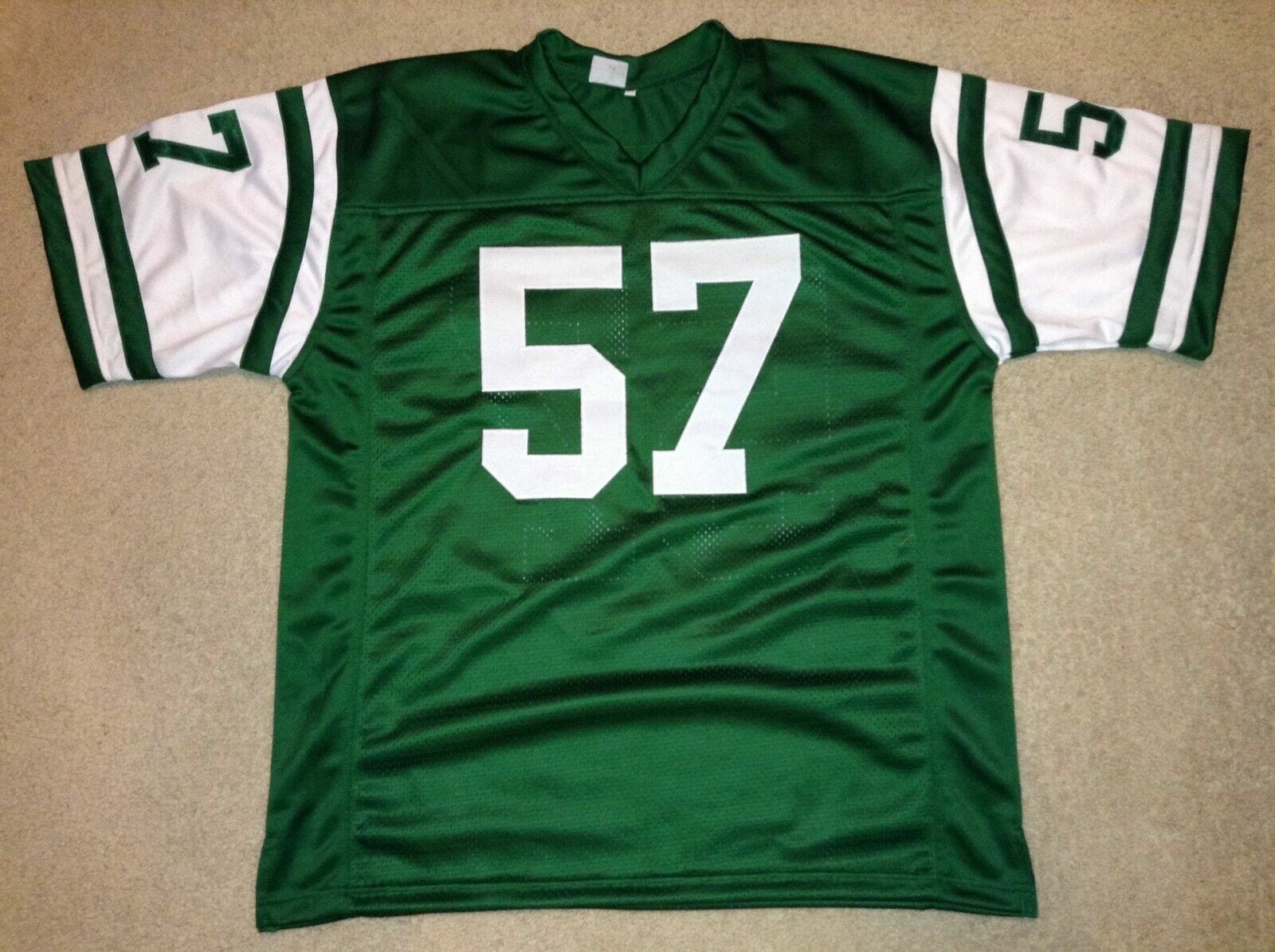 UNSIGNED CUSTOM Sewn Stitched Mo Lewis Green Jersey