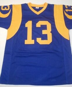 UNSIGNED CUSTOM Sewn Stitched Kurt Warner Blue Jersey
