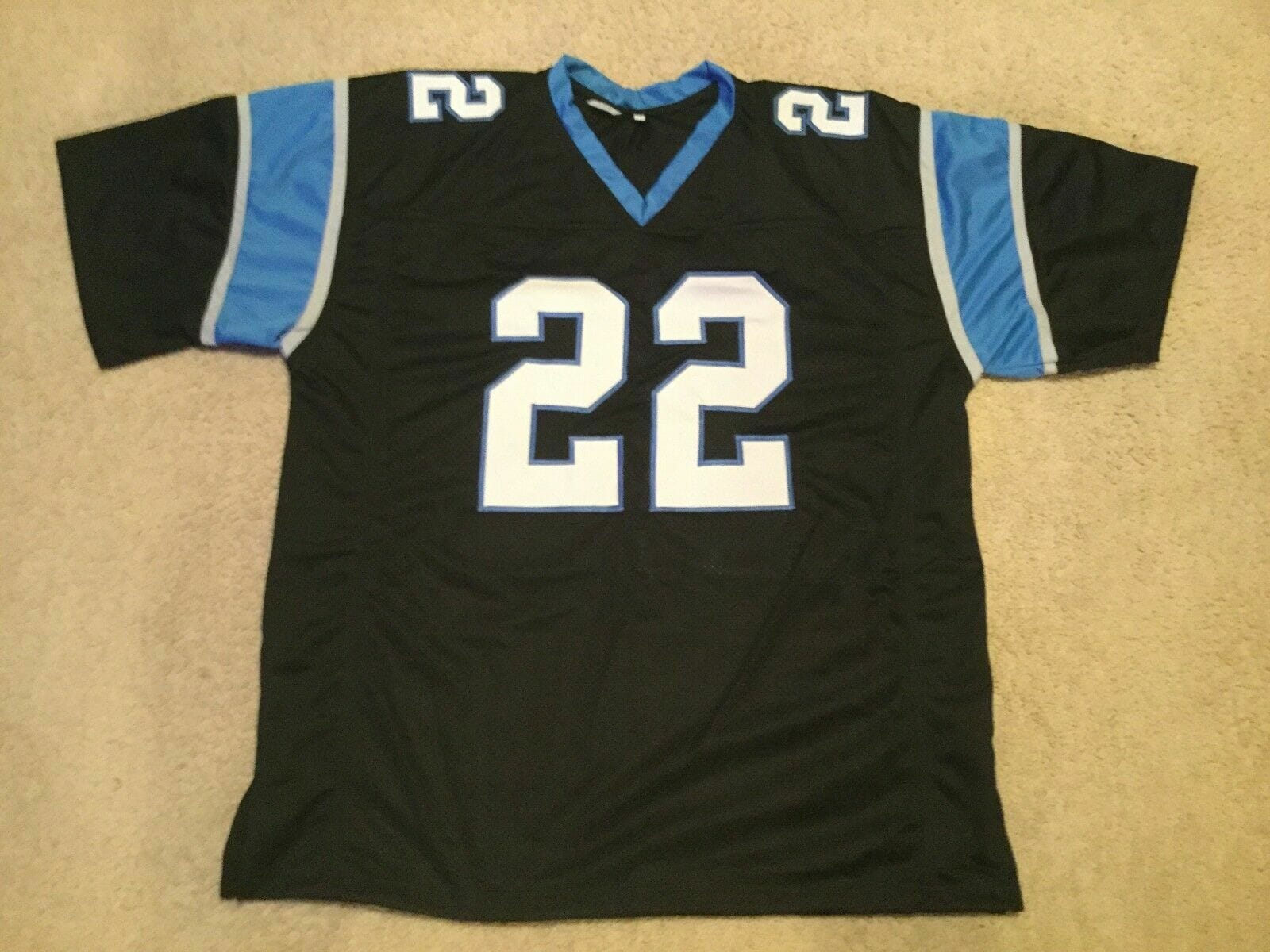 UNSIGNED CUSTOM Sewn Stitched Christian McCaffrey Black Jersey - Image 2