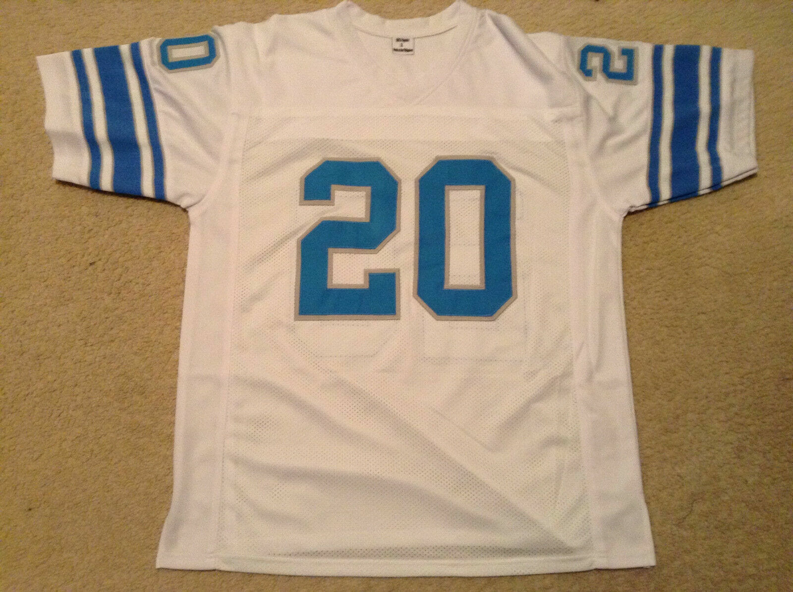 UNSIGNED CUSTOM Sewn Stitched Barry Sanders White Jersey