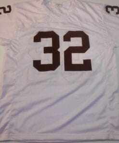 UNSIGNED CUSTOM Sewn Stitched Jim Brown White Jersey