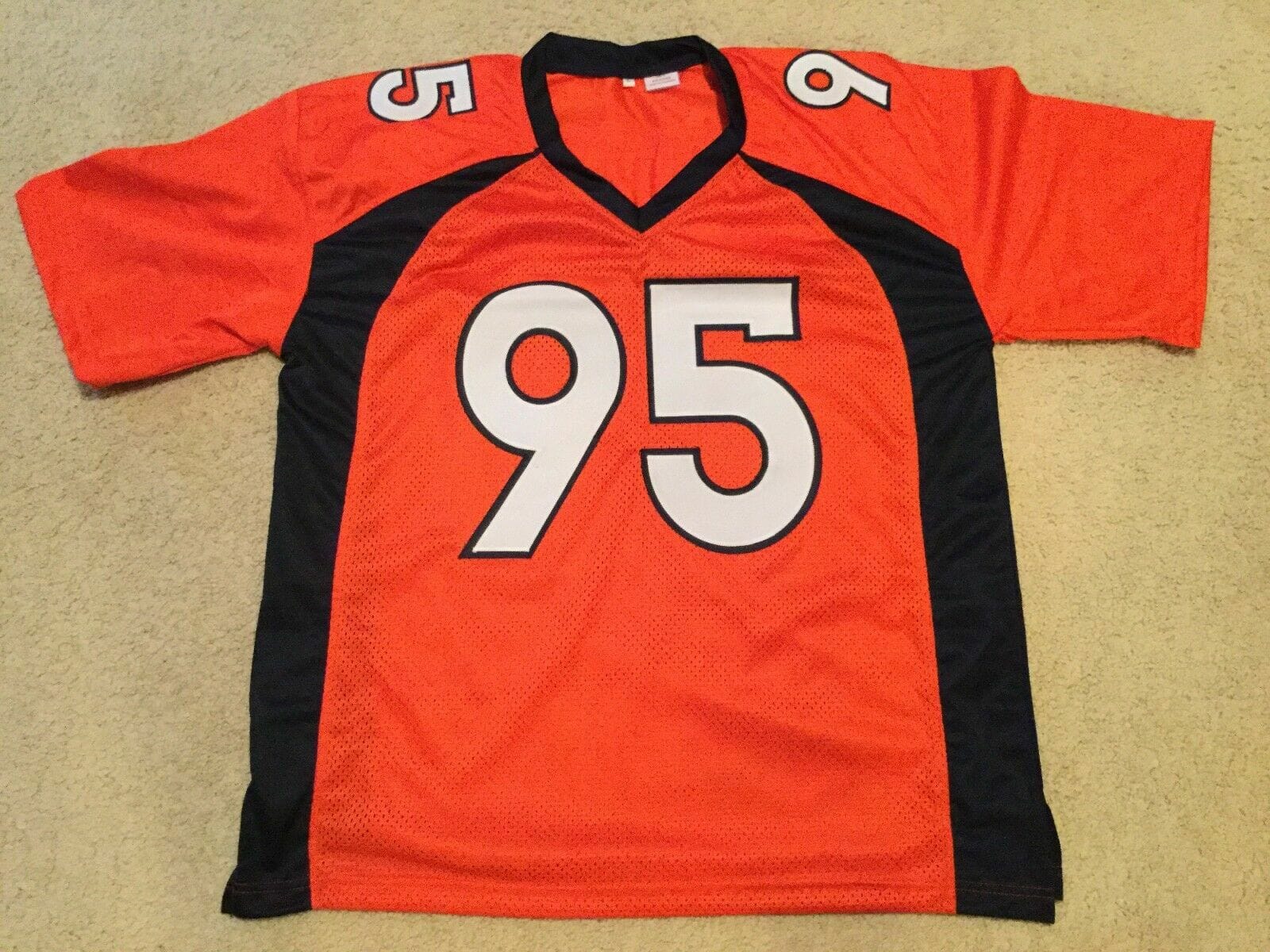 UNSIGNED CUSTOM Sewn Stitched Derek Wolfe Orange Jersey - Image 2