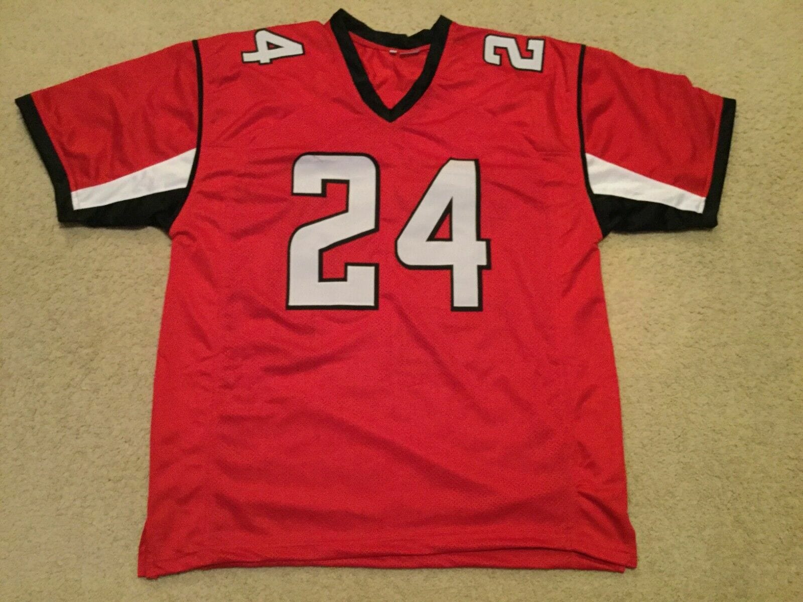 UNSIGNED CUSTOM Sewn Stitched Devonta Freeman Red Jersey - Image 2