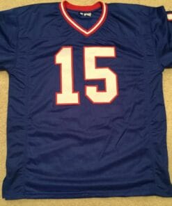 UNSIGNED CUSTOM Sewn Stitched Jeff Hostetler Blue Jersey