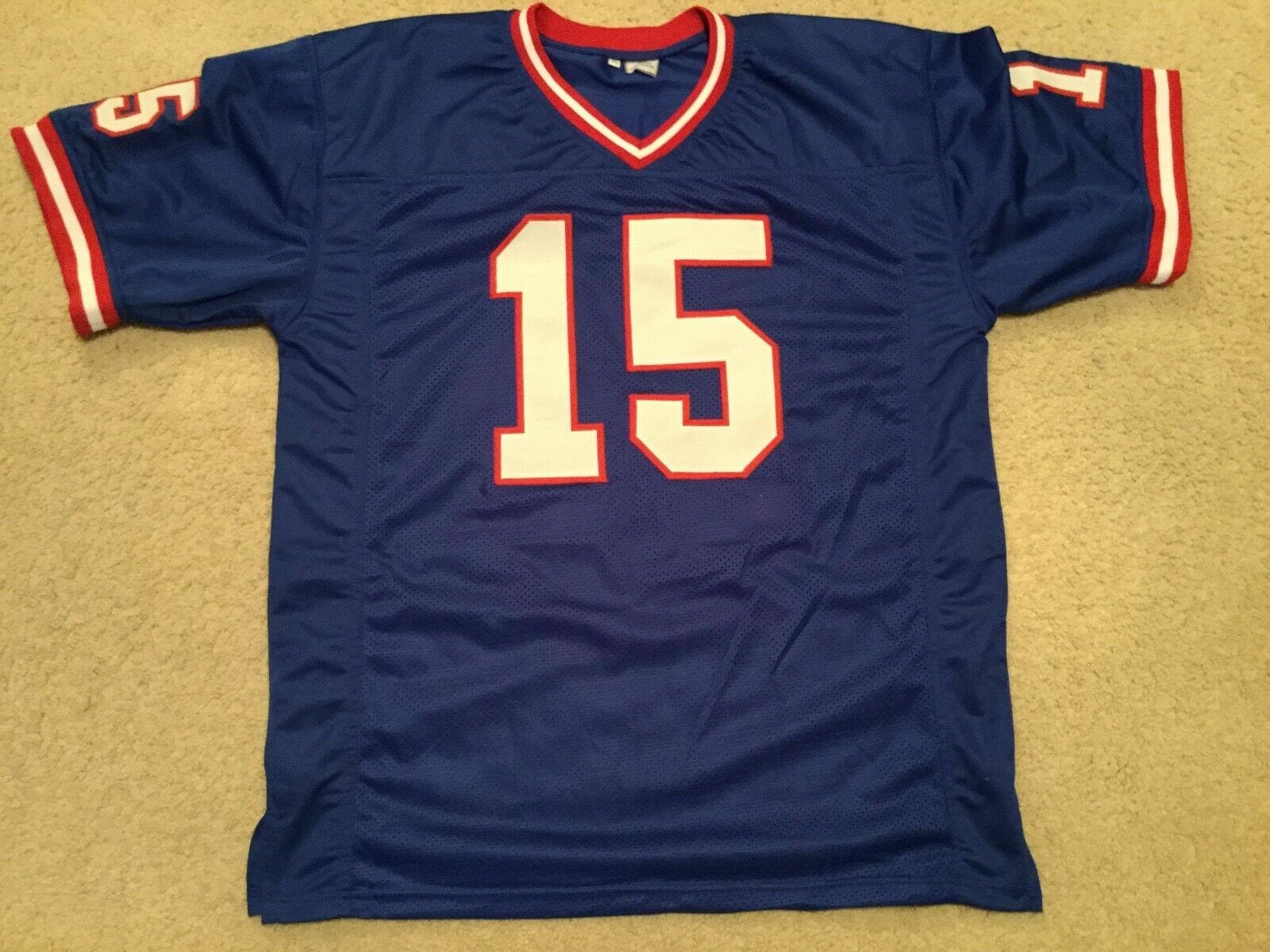 UNSIGNED CUSTOM Sewn Stitched Jeff Hostetler Blue Jersey