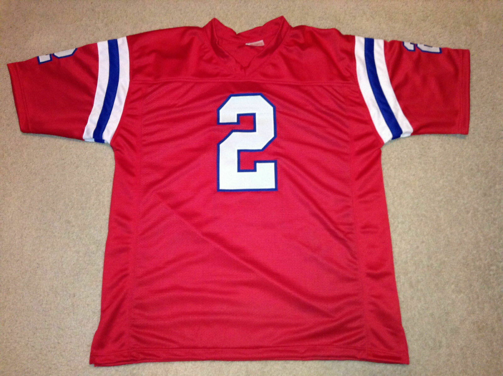 UNSIGNED CUSTOM Sewn Stitched Doug Flutie Red Jersey - Image 2
