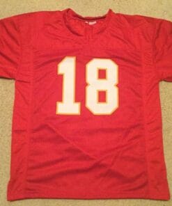 Alternative view of UNSIGNED CUSTOM Sewn Stitched Emmitt Thomas Red Jersey