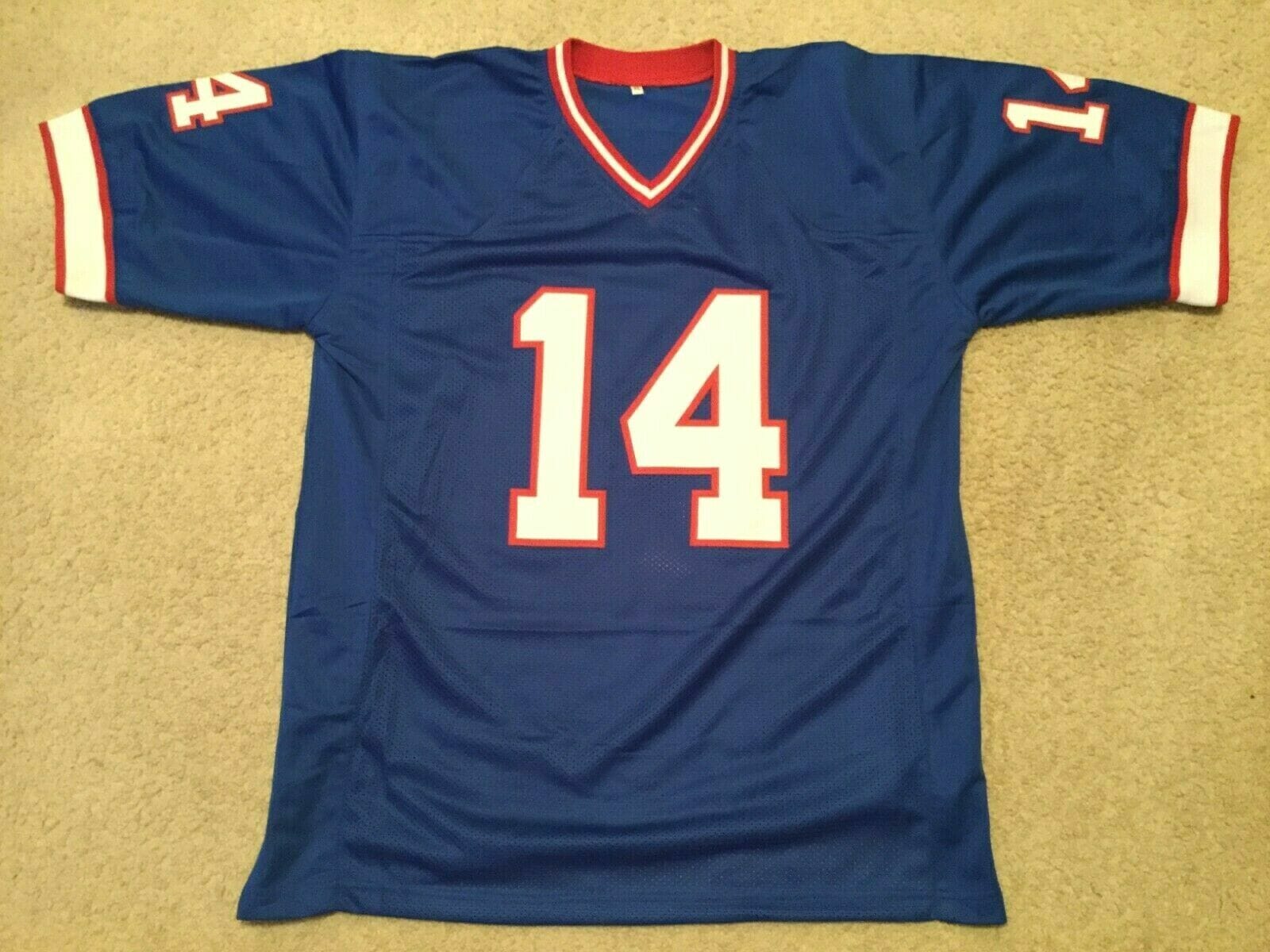 UNSIGNED CUSTOM Sewn Stitched Frank Reich Blue Jersey - Image 2