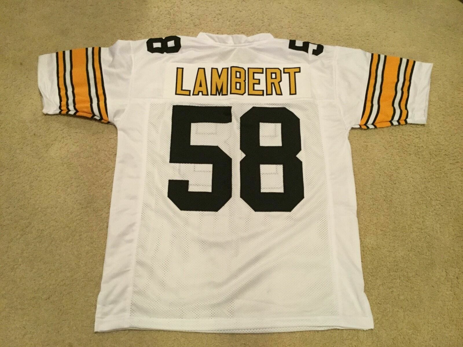 UNSIGNED CUSTOM Sewn Stitched Jack Lambert White Jersey