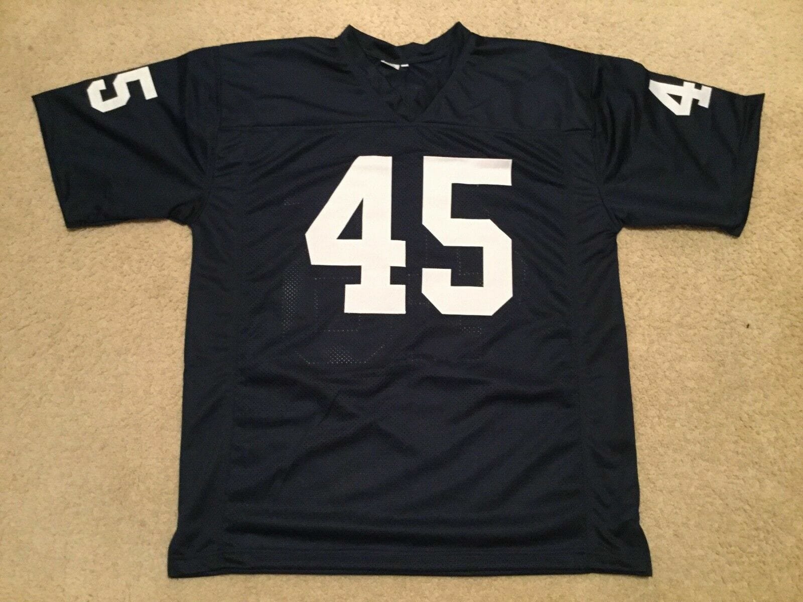 UNSIGNED CUSTOM Sewn Stitched Rudy Ruettiger Blue Jersey