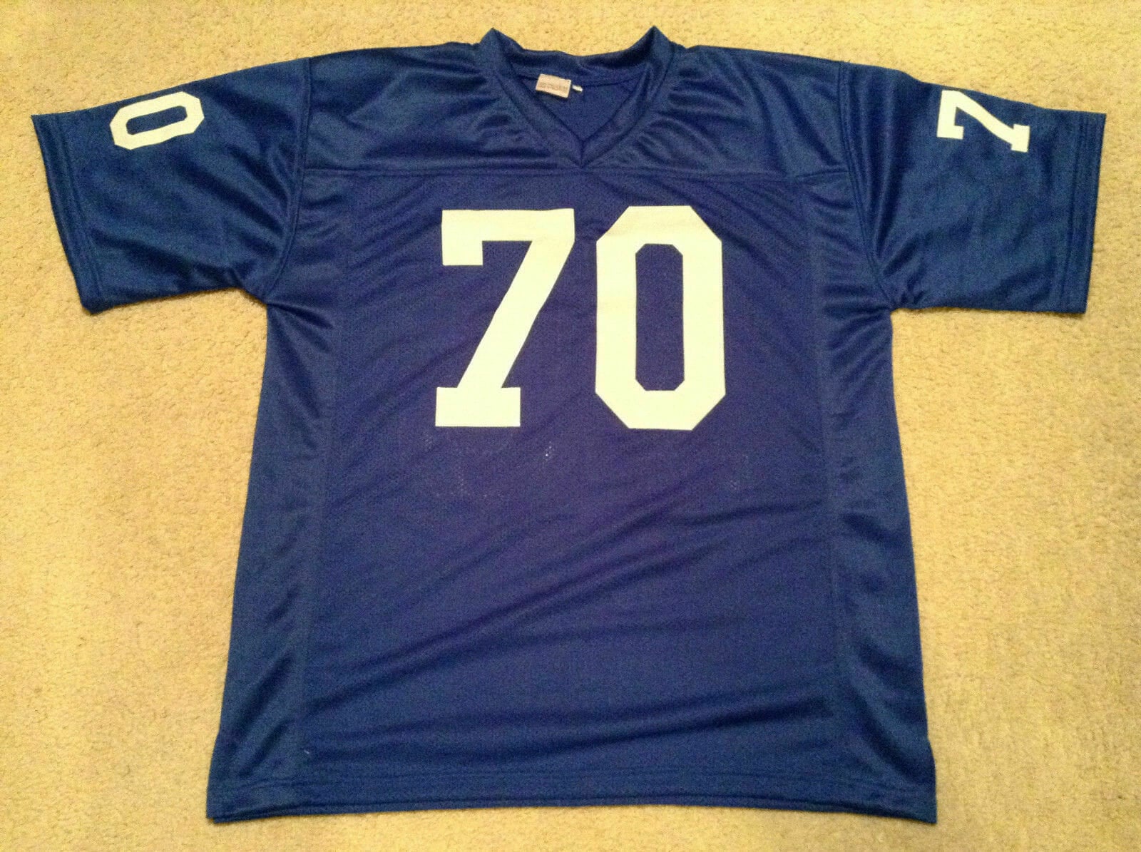 UNSIGNED CUSTOM Sewn Stitched Sam Huff Blue Jersey
