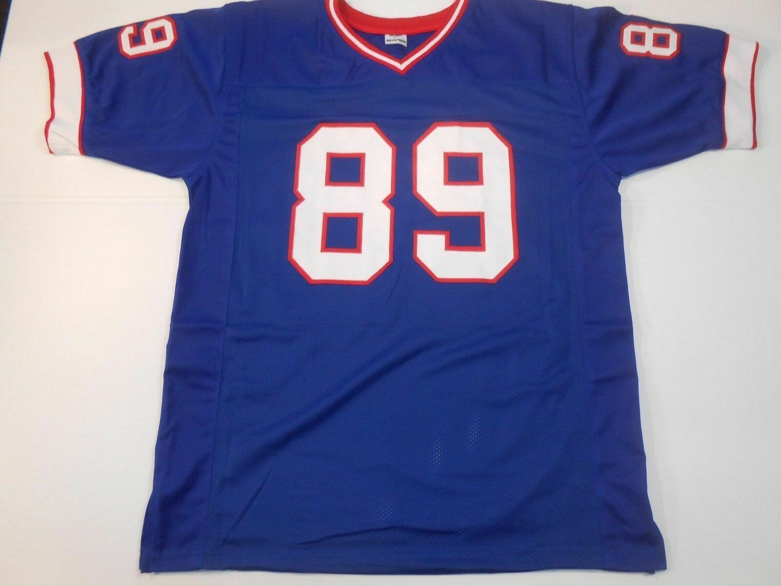 UNSIGNED CUSTOM Sewn Stitched Steve Tasker Blue Jersey