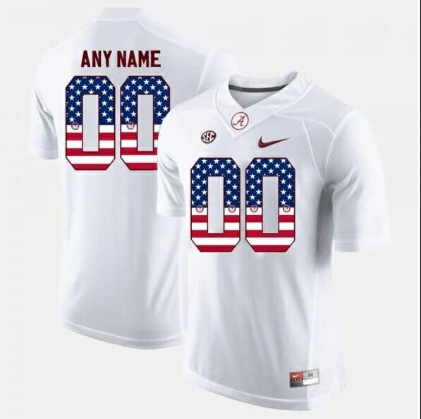 Alabama Crimson Tide US Flag Fashion Customized Jerseys White