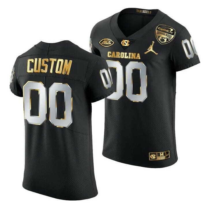 North Carolina Tar Heels Custom 2021 Orange Bowl Jersey Black Golden Edition