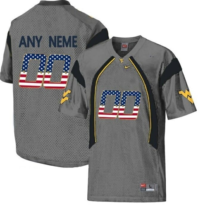Custom West Virginia Mountaineers Jersey College Football Limited Jersey Grey