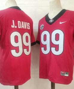J.Davis UGA Jersey #99 NCAA Football Red
