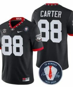 Georgia Bulldogs Jalen Carter Football Jersey #88 Honoring Vince Dooley Patch Black