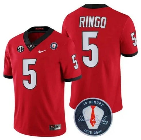 Georgia Bulldogs Kelee Ringo Jersey #5 Jersey Honoring Vince Dooley Patch Red