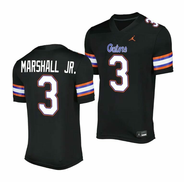 Florida Gators Jason Marshall Jr. Jersey #3 Alternate Game Black 2023 Salute To Service Uniform