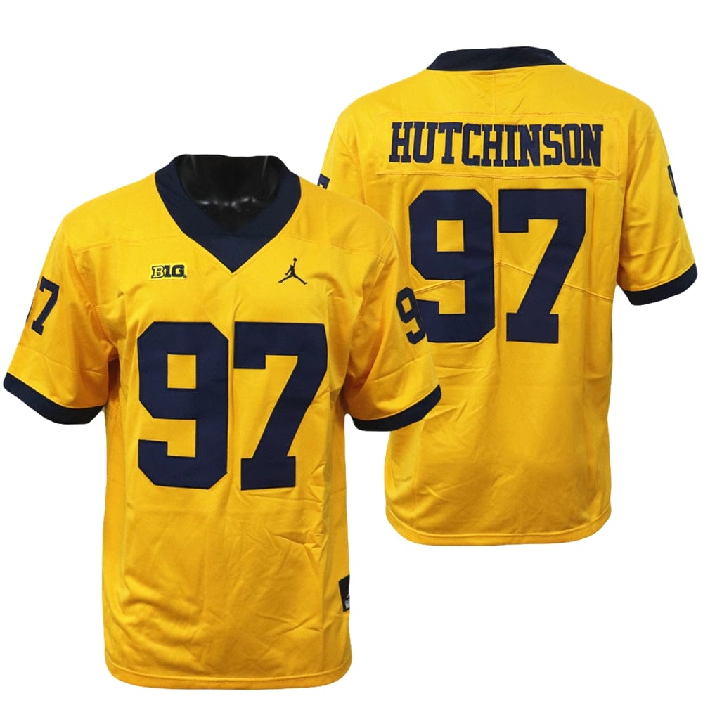 Michigan Wolverines Aidan Hutchinson Jersey #97 College Football Game Yellow