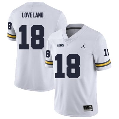 Michigan Wolverines Colston Loveland Jersey #18 College Football Game White