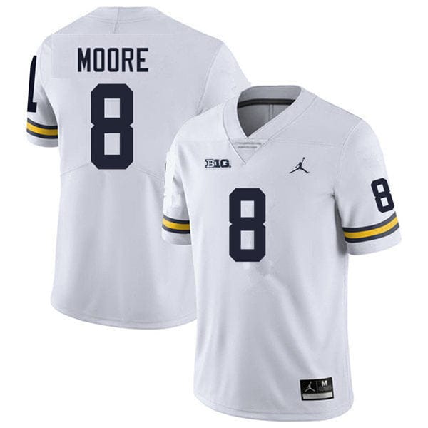 Michigan Wolverines Derrick Moore Jersey #8 College Football Game White