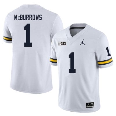 Michigan Wolverines JaDen McBurrows Jersey #1 College Football Game White