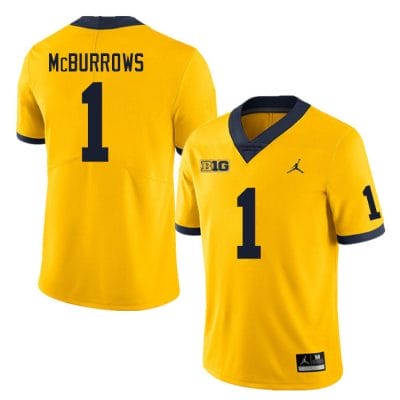Michigan Wolverines JaDen McBurrows Jersey #1 College Football Game Yellow