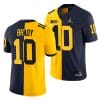 Michigan Wolverines Tom Brady Jersey #10 College Football Game Navy Split Two Tone