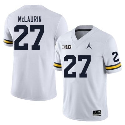 Michigan Wolverines Tyler McLaurin Jersey #27 College Football Game White