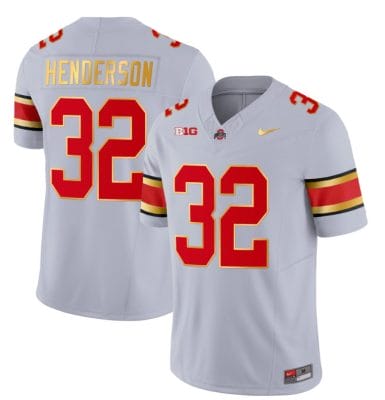 Ohio State Buckeyes TreVeyon Henderson Jersey #32 College Football Stitched Gold Trim