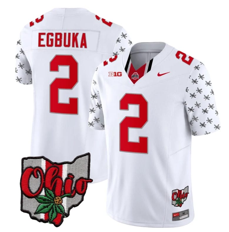 Ohio State Buckeyes Emeka Egbuka Jersey #2 College Football Stitched Alternate 2023 White Limited