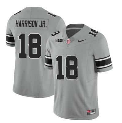 Ohio State Buckeyes Marvin Harrison Jr Jersey #18 College Football Stitched Black Gray