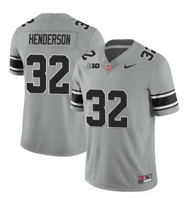 Ohio State Buckeyes Treveyon Henderson Jersey #32 College Football Stitched Black Gray