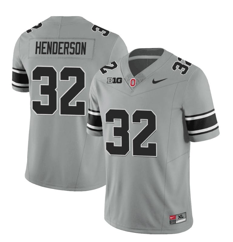 Ohio State Buckeyes Treveyon Henderson Jersey #32 College Football Stitched Black Gray