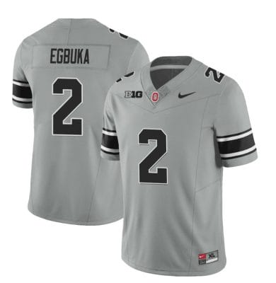 Ohio State Buckeyes Emeka Egbuka Jersey #2 College Football Stitched Black Gray