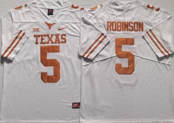 Texas Longhorns Bijan Robinson Jersey #5 College Football White