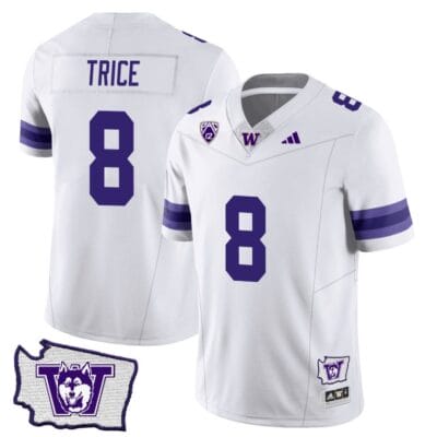 Bralen Trice Jersey #8 Washington Huskies Washington Map Patch Football White