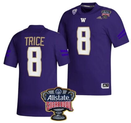 Bralen Trice Jersey #8 Washington Huskies Allstate Sugar Bowl Patch 2024 College Football Purple