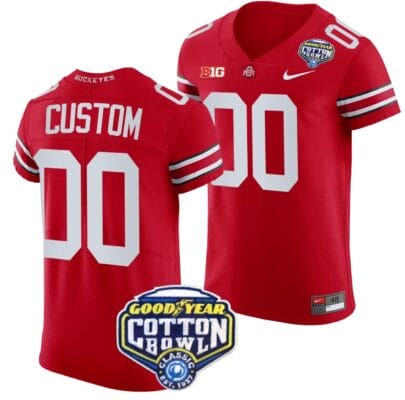 Custom Ohio State Jersey Name and Number Cotton Bowl Patch 2023 Football Scarlet