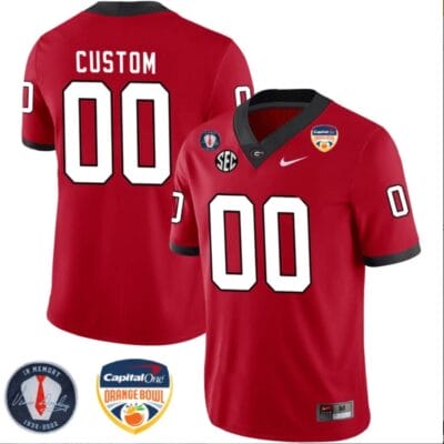 Custom Georgia Bulldogs Jersey Name and Number Orange Bowl Patch Football Red