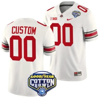 Custom Ohio State Jersey Name and Number Cotton Bowl Patch 2023 Football White