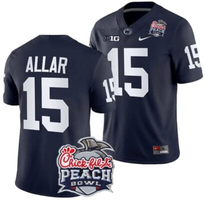 Drew Allar Jersey #15 Penn State Peach Bowl Patch 2024 College Football Navy